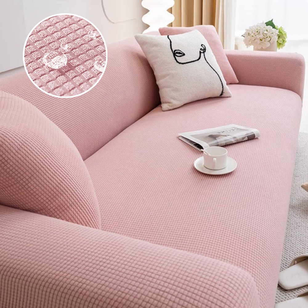 [생활방수] 커버무드 와플 소파 커버 + 자체제작 고정 스펀지, 1개, 핑크 24,500원