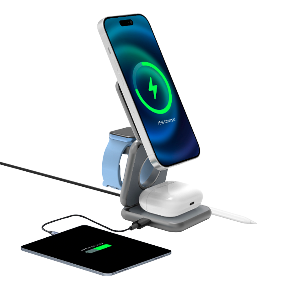 폴리폴 Qi2 5in1 아이폰 무선충전기 맥세이프 애플워치 펜슬 3in1 접이식 아이폰17, 1개, Sky Blue 34,700원