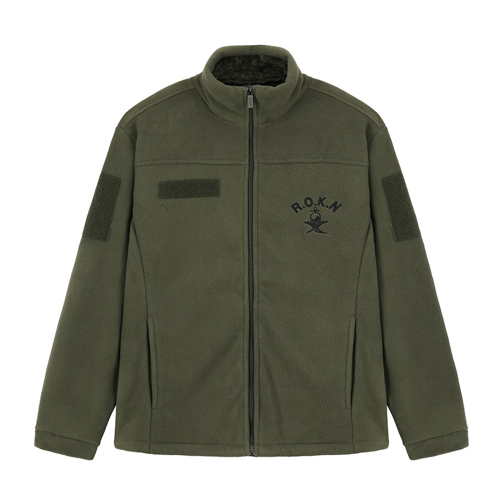 ROKN 카키 보아털 후리스 집업 해군 카키후리스 벨크로 찍찍이 기모 밍크 43,000원