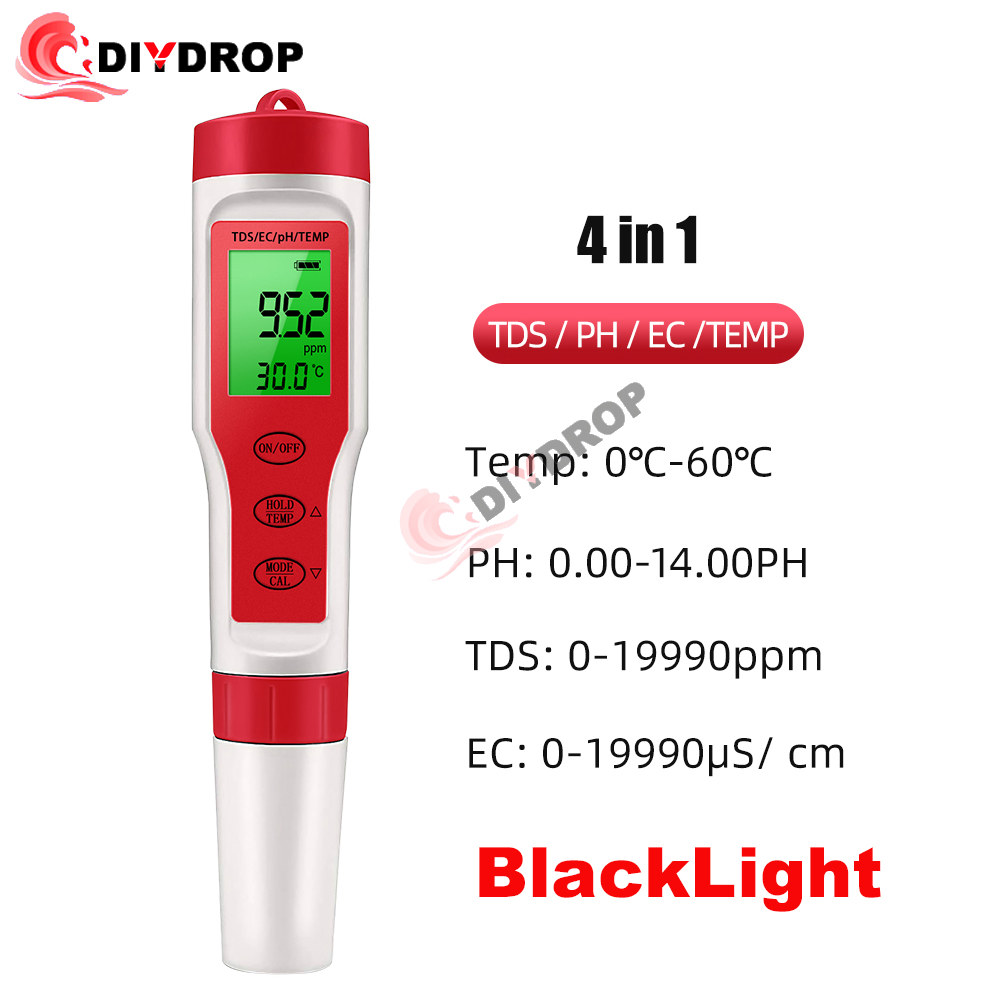 TDS 4/5/10 in 1 PH 계량기 EC ORP 염분 S 수족관 용 G 온도 계량기, 백라이트 디지털 수질 모니터 테스터 25,500원