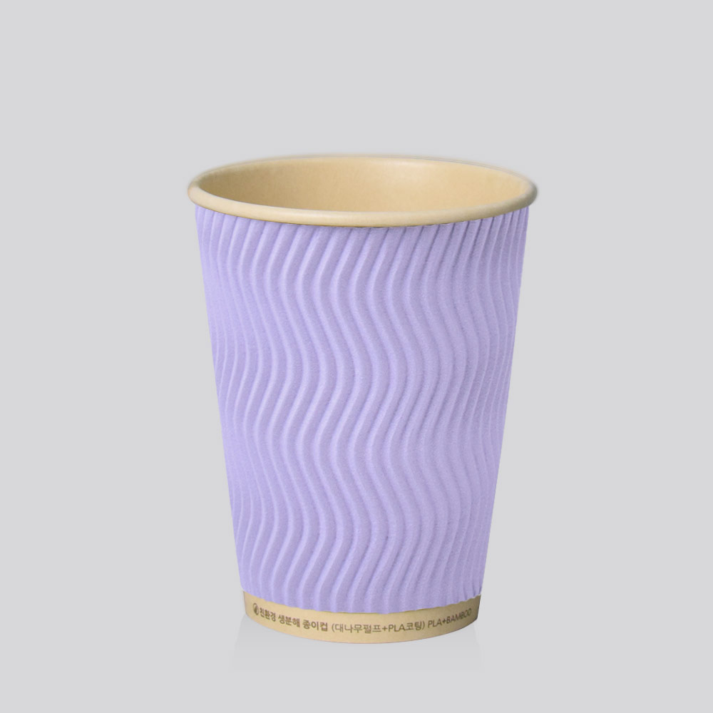 [박스] 주문제작 3중 단열 웨이브 종이컵 대나무&PLA 파스텔 라벤더 12oz 1박스(500개) 65,450원