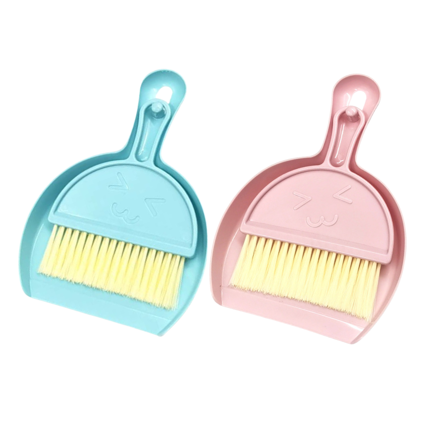 핑크 블루 그린 미니 빗자루 쓰레받기 세트 책상 틈새 청소 신학기 준비물 6,500원