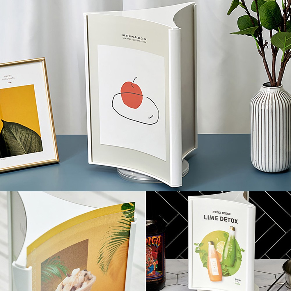 골든트리 조립식 3면 회전형 스텐드 A6 꽂이 화이트 메뉴판 POP꽂이 쇼케이스 15,300원