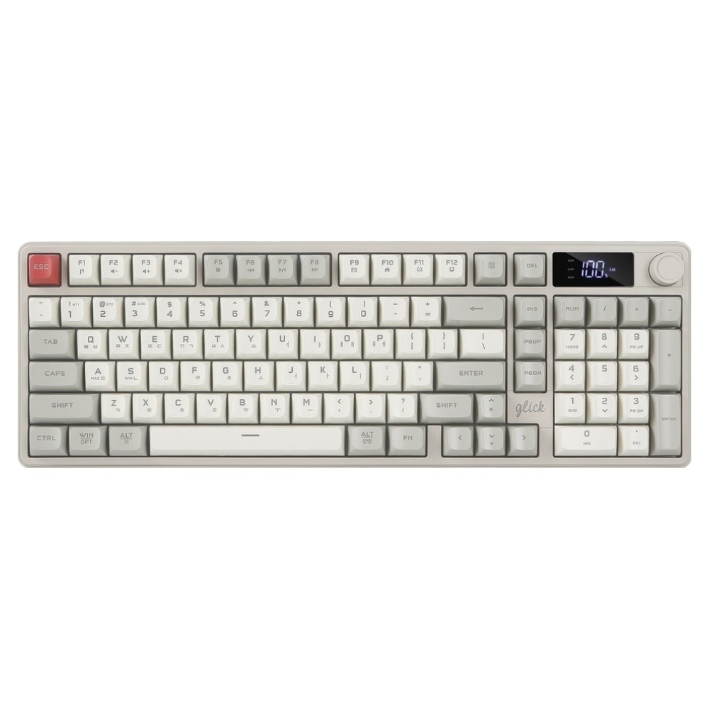 지클릭커 오피스프로 사일런스 M RGB 풀윤활 무소음 블루투스 LCD 무선 키보드, Retro, WK50 LCD 98키, 제조사축 29,800원