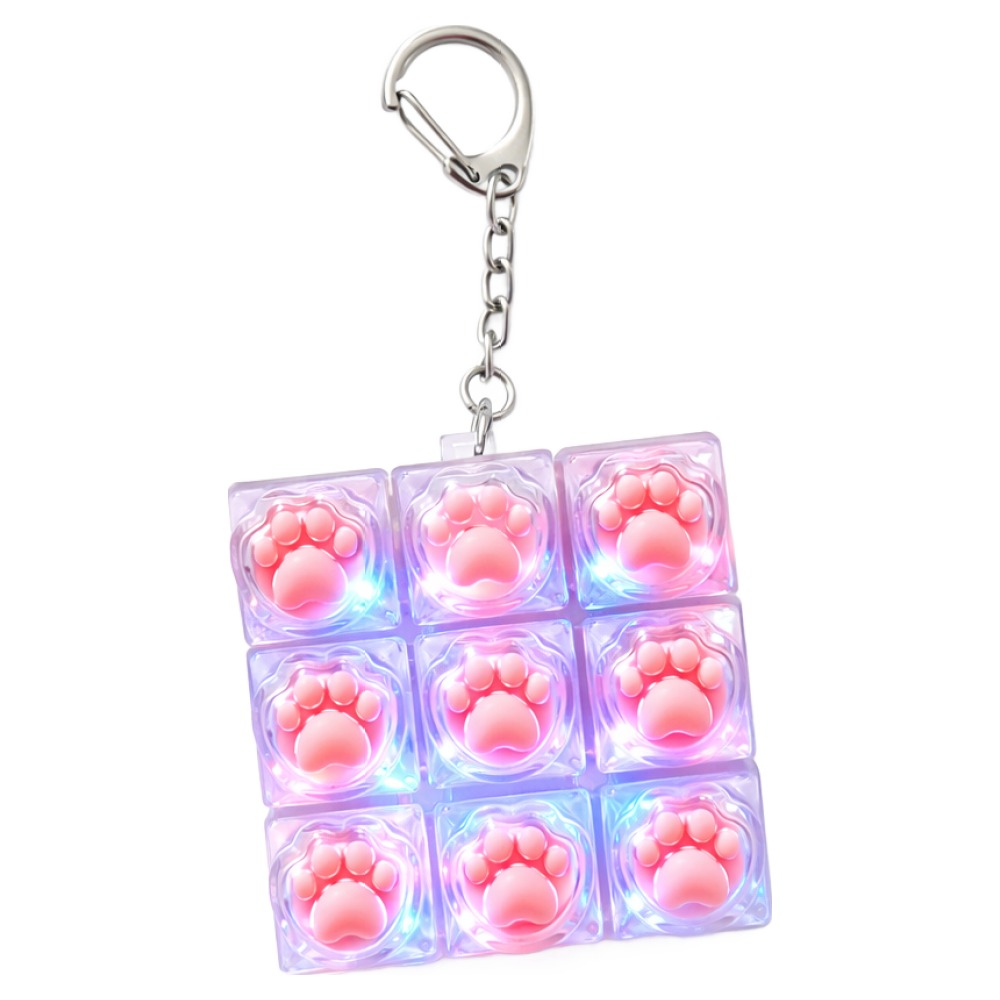 LED 고양이 키캡 키링 9구 풀발광 딸깍 피젯 키보드 키링, 1개, one 11,400원