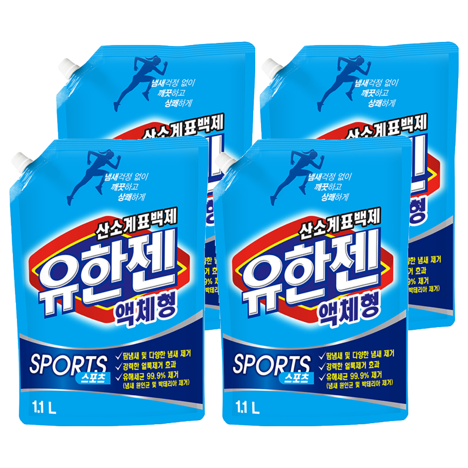 유한젠 스포츠 산소계 표백제 액체형 리필, 1.1L, 4개 24,220원