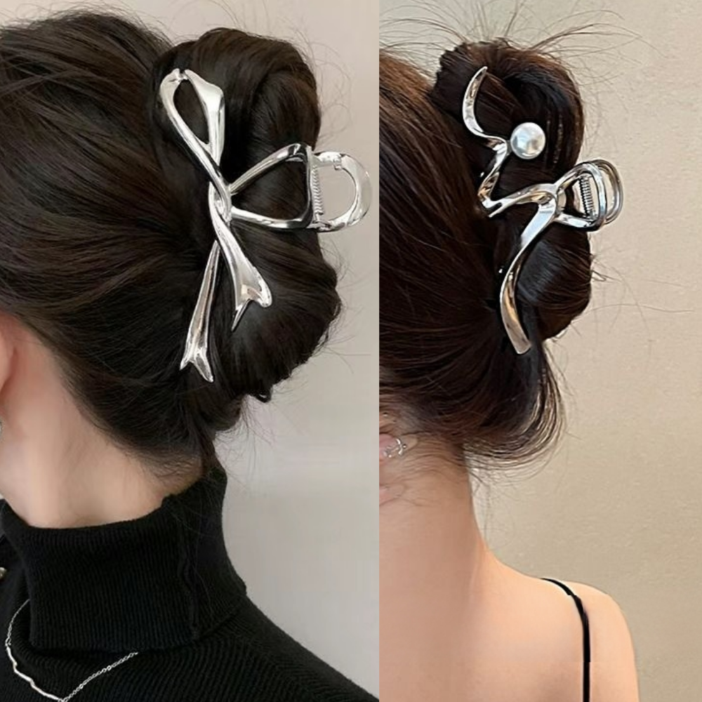 채로스 메탈 빅사이즈 실버 꼬임 리본 집게핀 2개 세트 9,000원