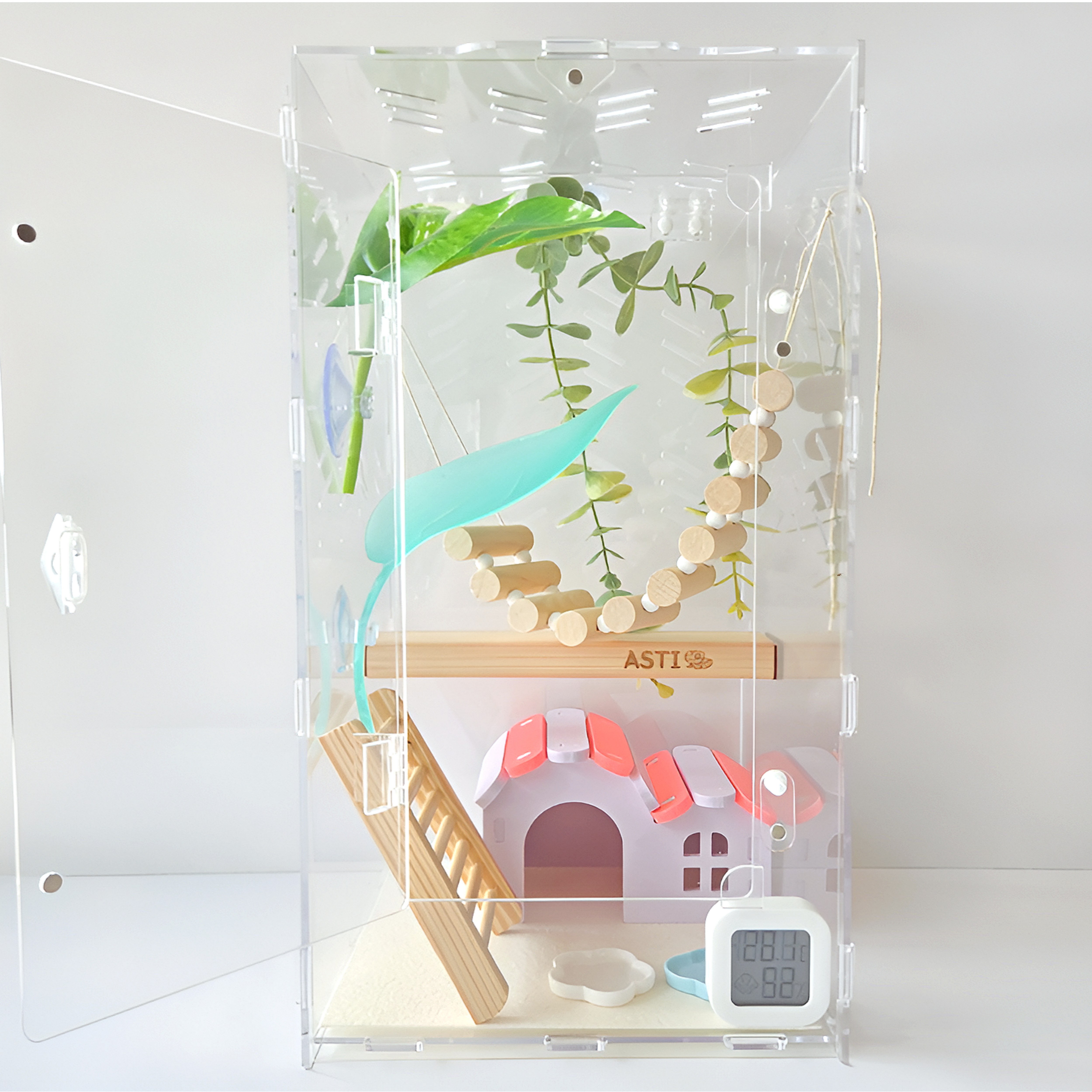 아스티렙 크레스티드 게코 아크릴 사육장 세트 20x20x35cm 67,000원