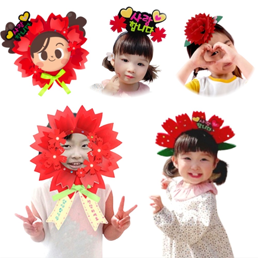 인간 카네이션 머리띠 큐티 아기 어버이날 스승의날 축하 머리띠 2,300원