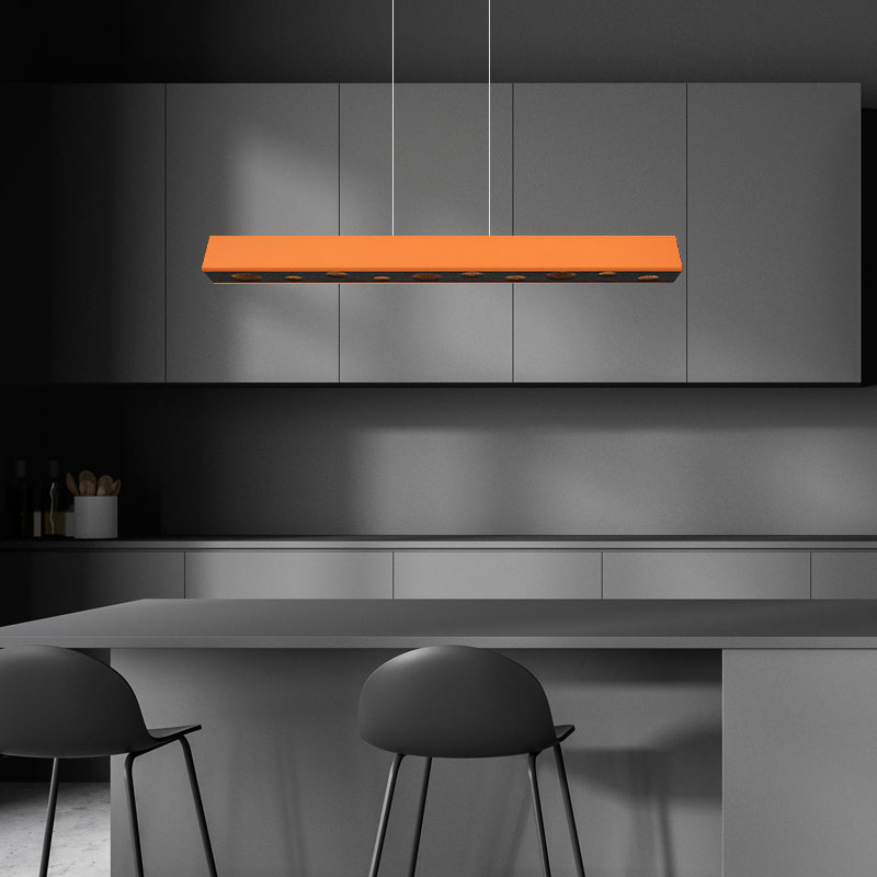 PABLO DS 아쥬르 일자 펜던트 식탁등 LED30W + 삼색변환 리모컨 플리커로우 세트, 오렌지 + 블랙 540,750원