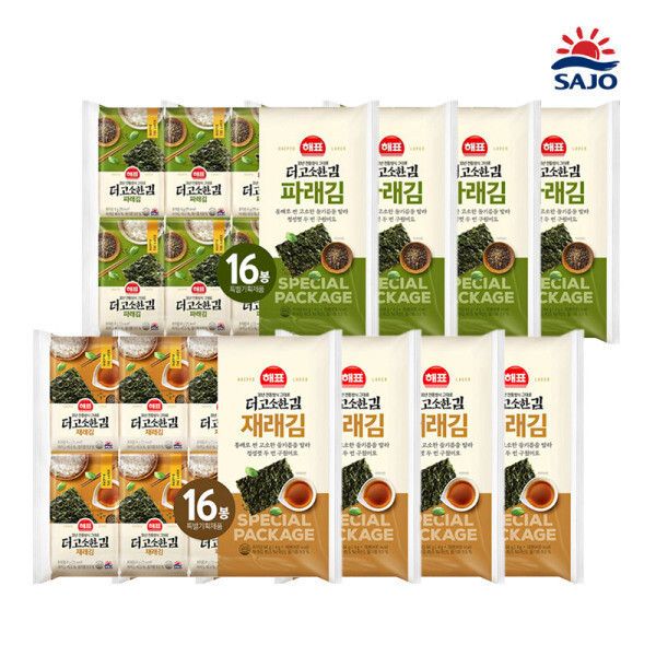 사조 해표 더 고소한 재래 파래 도시락김 4g x16봉 8개(총 128봉) 1박스 조미김 올리브김 - 53,500원