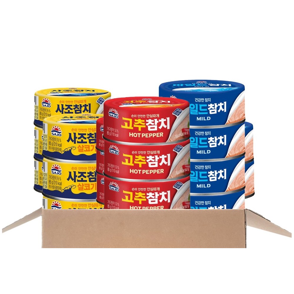 사조 살코기참치 100g x 5개 + 고추참치 100g x 5개 + 마일드참치 100g x 5개, 1세트 30,980원
