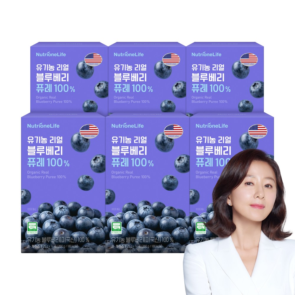 뉴트리원 유기농 리얼 블루베리 퓨레 100% 매일 한 스푼 항산화 루틴, 6박스, 14회분 123,000원