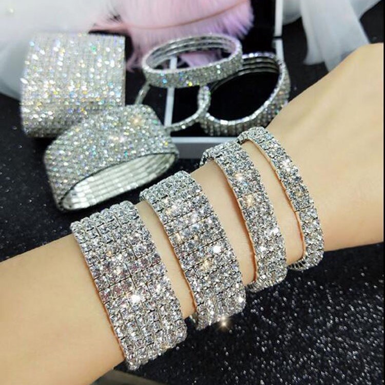 영블리 YJB042 연예인 아이돌 크리스탈 큐빅 뱅글 팔찌 6종 (2Color) 고무줄 16cm 13,900원