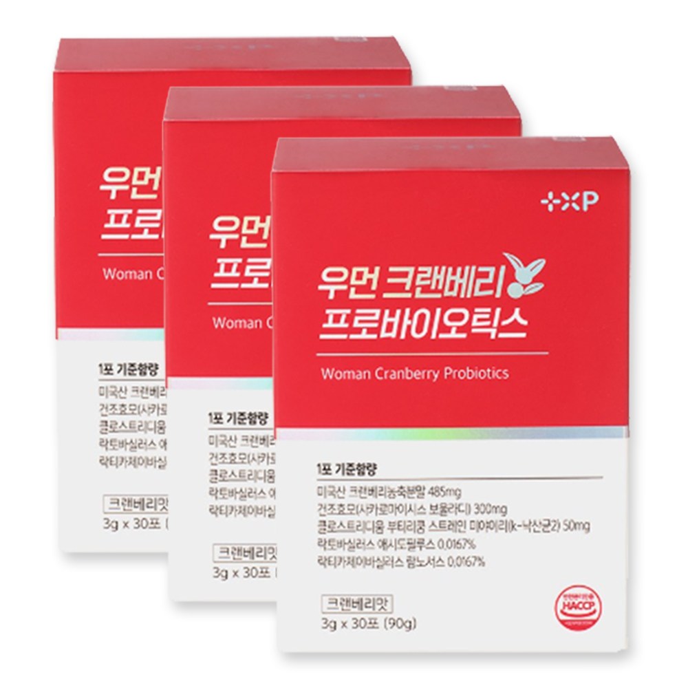 우먼 크랜베리 프로바이오틱스 30포X3박스 3개월분, 1세트, 90회분 120,000원