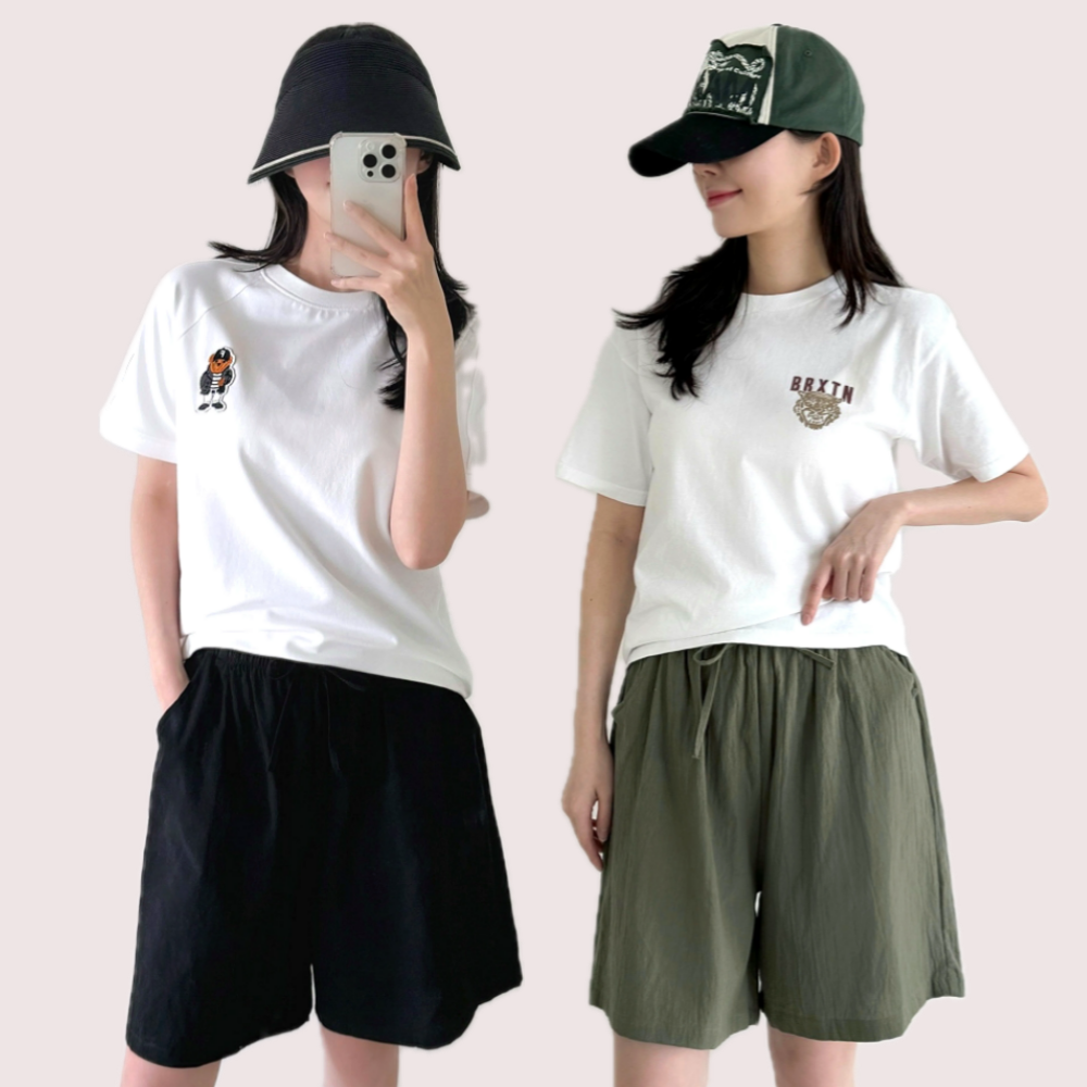 핏투핸드 2세트 여성용 순면 5부 여름 빅사이즈 반바지 밴딩 팬츠 25,000원