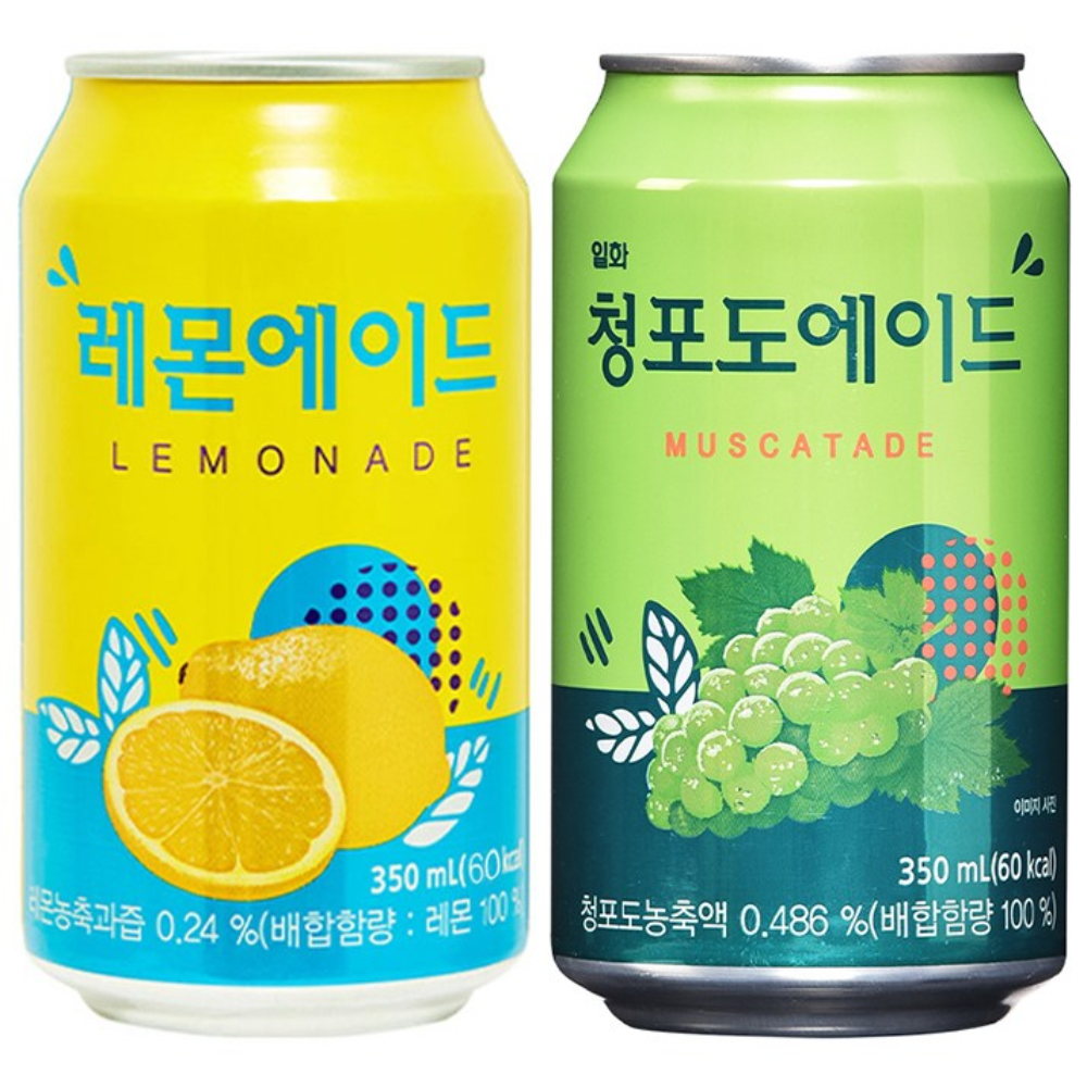 일화 레몬에이드 청포도에이드 각 24캔씩, 48개, 350ml 25,900원