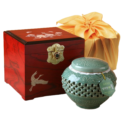 [꽃꿀100%] 도자기꿀 8호_헛개야생화꿀 1.2kg (청자투각+4각고가구), 1.2kg, 1개 138,000원