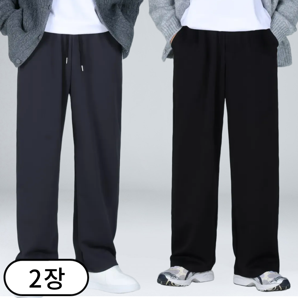 1+1 남녀공용 스판 밴딩 와이드핏 트레이닝 팬츠 바지 빅사이즈 (6292-2) 51,250원