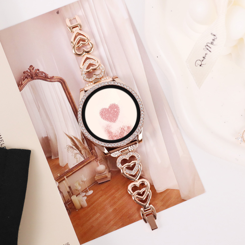 오르몽트 (큐빅세트) 갤럭시워치 하트 큐빅 스트랩 (스트랩+보호커버) 브레이슬릿 메탈 갤럭시워치스트랩 다이아 큐빅보호커버, 로즈골드세트, 1개 19,600원