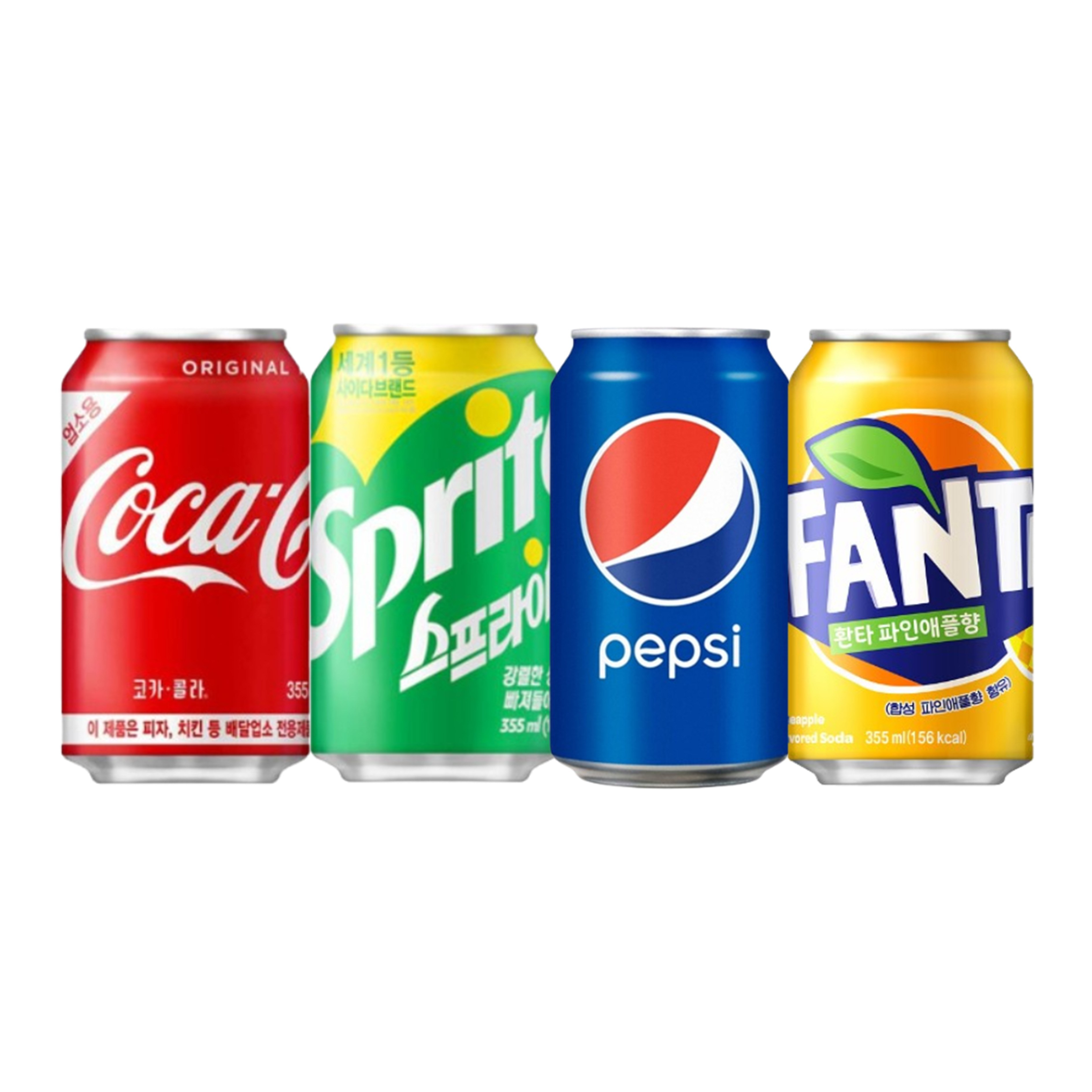 뚱캔 4종 혼합 업소용 코카콜라+스프라이트+펩시+환타 파인애플 355ml 총24캔 세트 25,900원