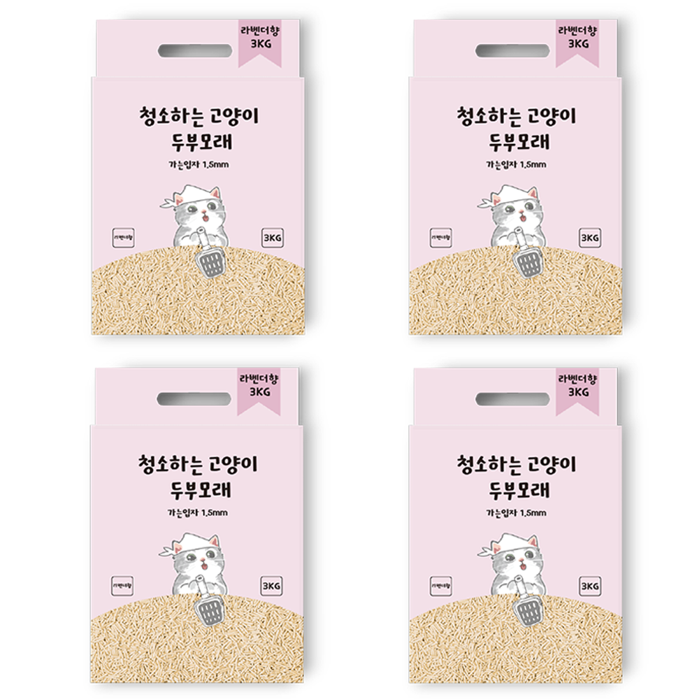 캣필드 청소하는 고양이 두부모래 가는입자 1.5mm, 3kg, 4개, 라벤더향 23,900원