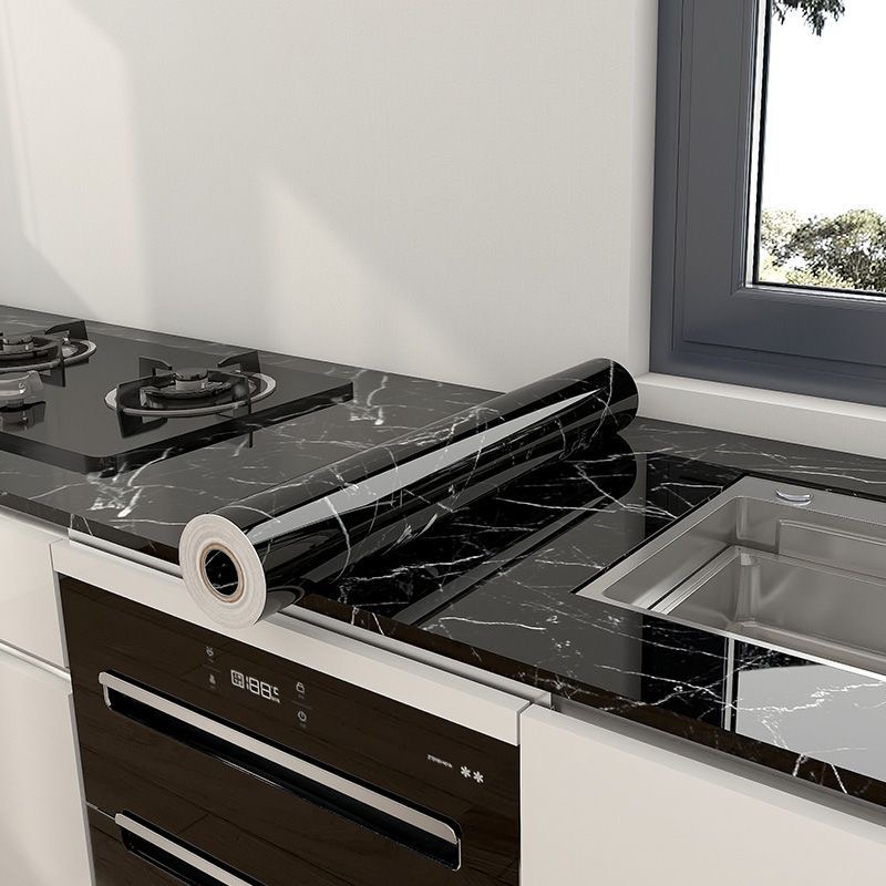 YOPENCE 접착식 주방 시트지 방수 기름 방지 내고온 대리석 무늬60*800CM, 고급 블랙 21,000원