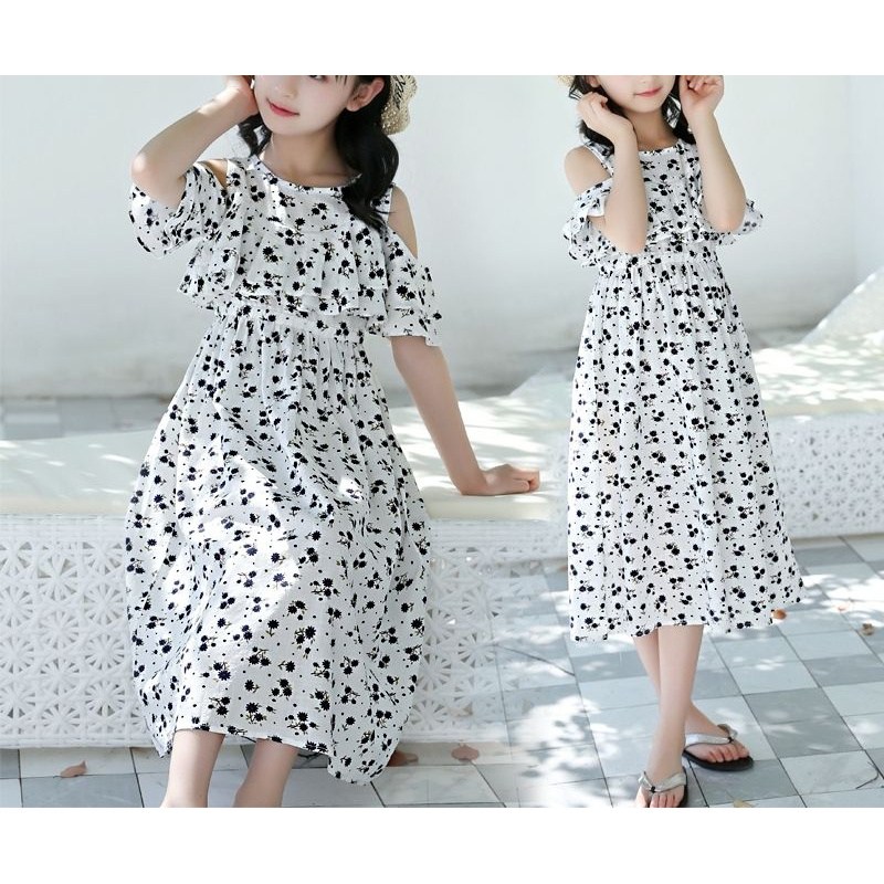 해피유통  여아 여름 오프숄더 꽃무늬 원피스 레이스 장식 귀여운 드레스디자인14세 이상 19,440원