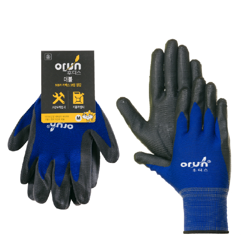[오런장갑] 후디스 더블 U3 NBR코팅장갑, 중(M), 파란색, 30개 57,000원