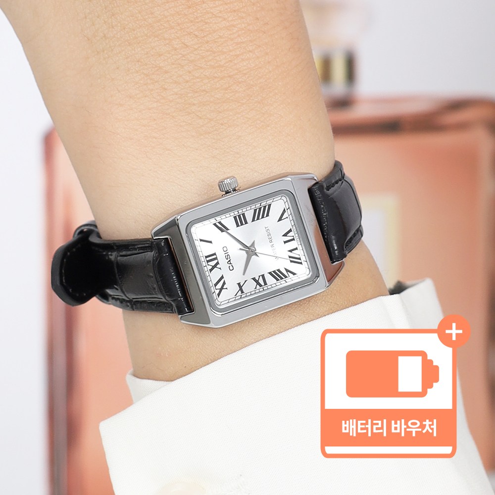 카시오 클래식 사각 스퀘어 미네랄 글라스 여성 가죽 시계 +배터리 교환권 패키지 32,980원