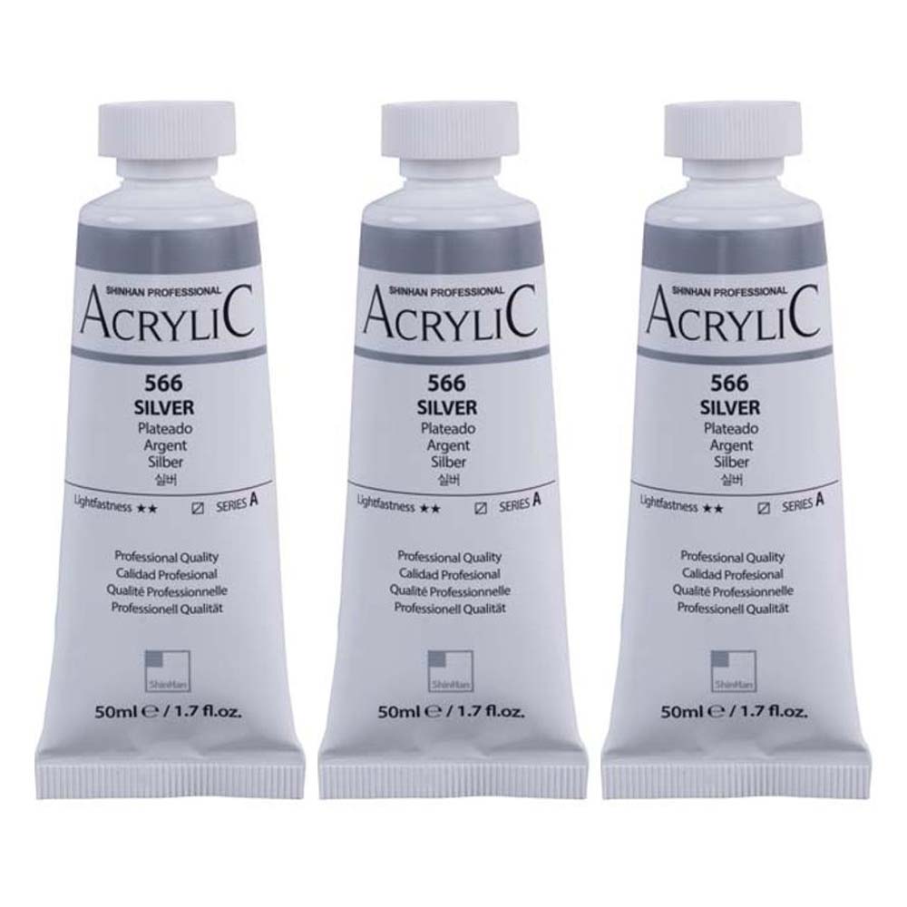 신한화구 전문가 아크릴컬러 튜브 실버 3p 10,000원