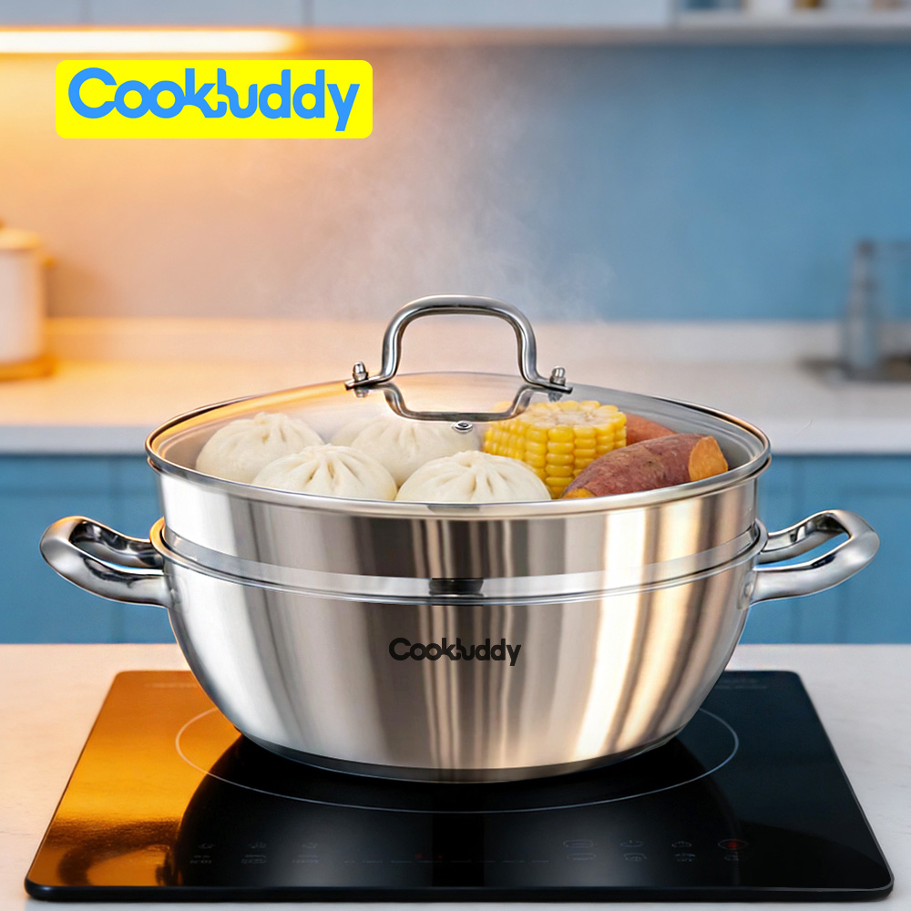 CookBuddy 스텐 2단 인덕션 찜기, 1개, 28cm 31,800원