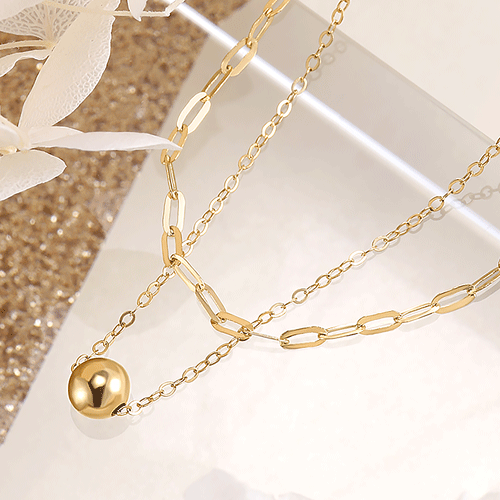 골드앤 18K 머핀클립 골드볼 두줄체인 목걸이 데일리 레이어드 금 목걸이 729,200원