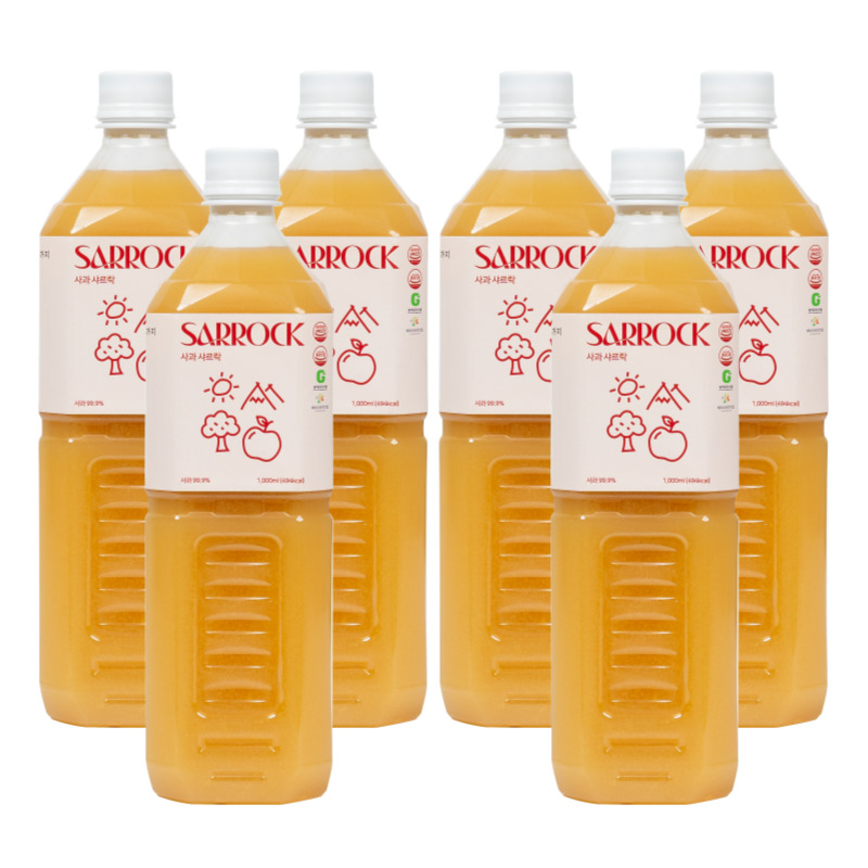 1L대용량 100프로 NFC 착즙주스 사과 샤르락 물한방울도 넣지 않은 사과즙 해썹, 6개, 1L 61,400원