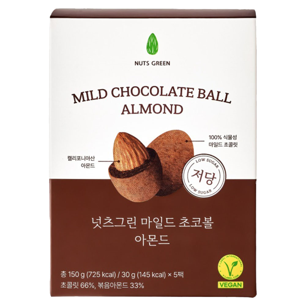 넛츠그린 저당 마일드 초코볼 아몬드 5p, 150g, 1개 11,800원