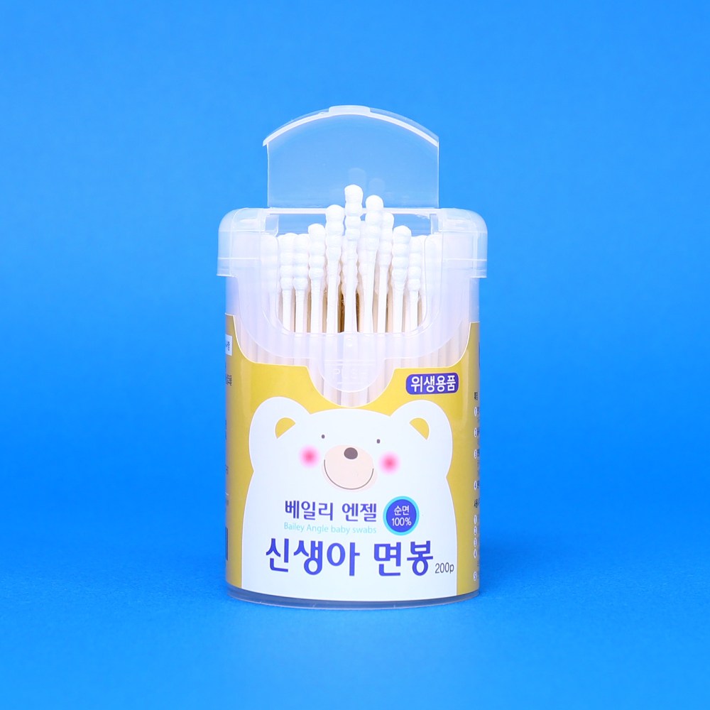 베일리 신생아 아기면봉 - 무형광/순면 %, 1개, 200매입 9,100원