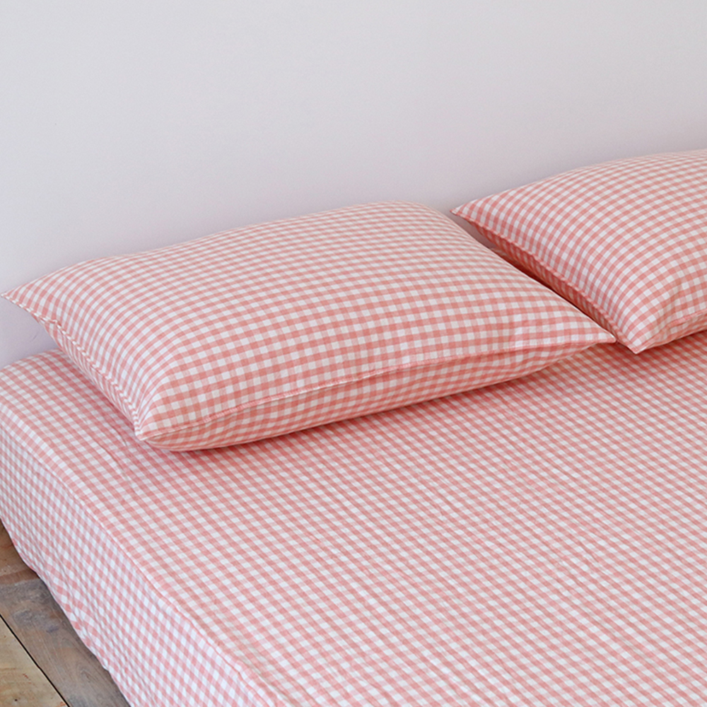 누블 깅엄 체크 워싱 광목 순면 사계절 베개커버 11,500원