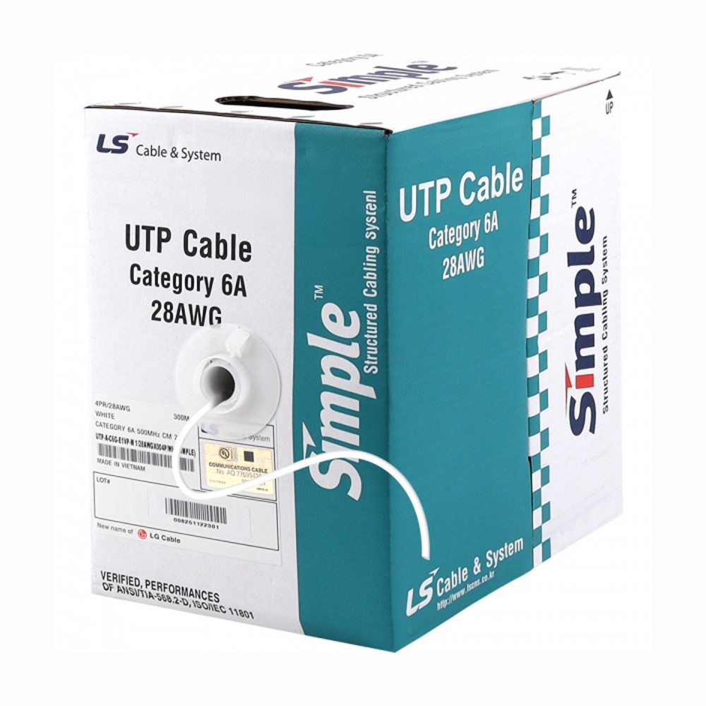 LS전선 CAT6A UTP 케이블 300m 랜선 제작용 UTP-A-C6G-E1VP-M 28AWG 195,000원