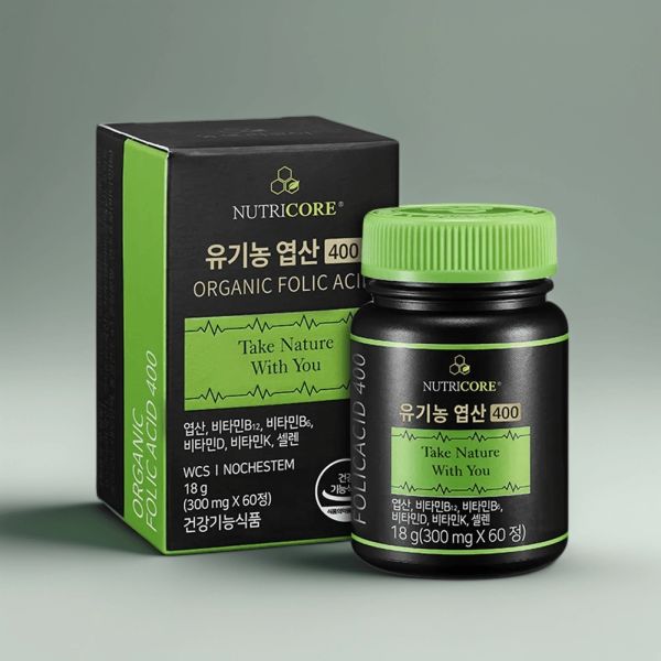 뉴트리코어 유기농 엽산 400 임신준비 임산부 노케스템 WCS 300mg x 60정 2개월 본품 597563 57,200원