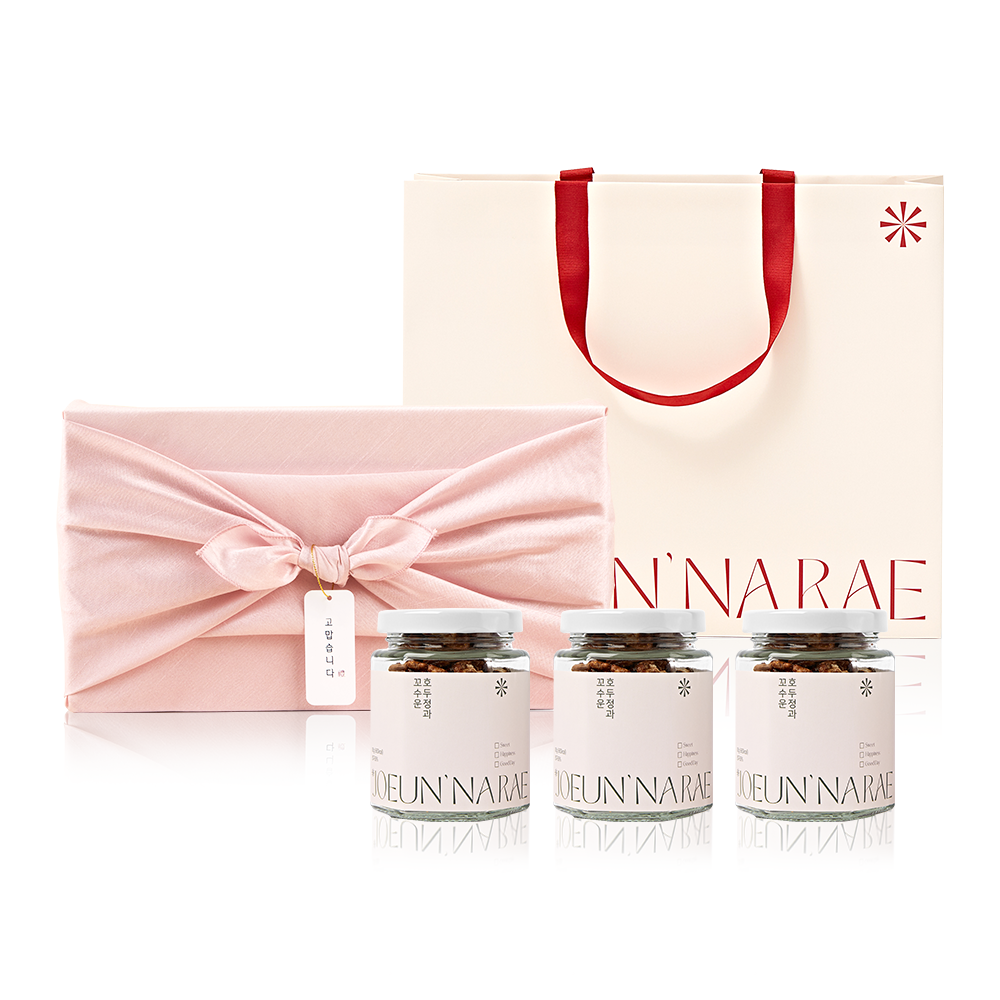 [보자기포장+쇼핑백] 조은나래 꼬수운 호두정과 선물세트 연한빨강 보자기 37,500원