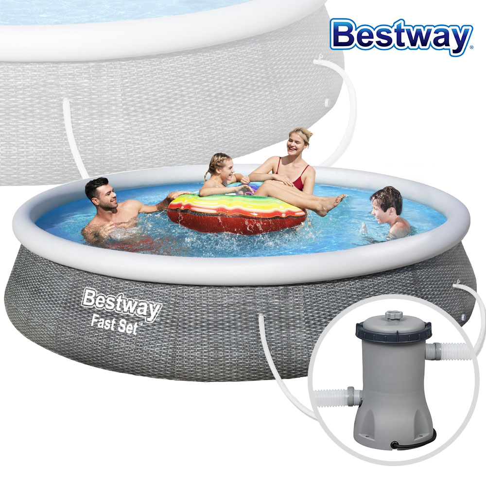 BW_57376 원형단지풀장 396x84cm+여과기 그레이, 블루, 1개 188,900원