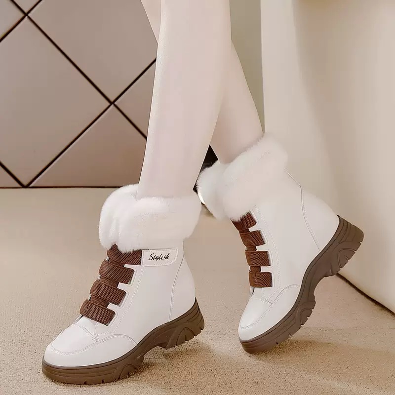 키높이 여성 캐주얼 통굽 토끼털 벨크로 패딩 부츠 46,000원