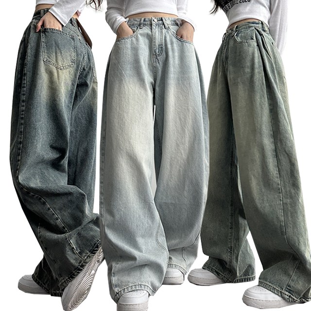 여성 기장수선NO![숏,롱/S~XL] 힙무드 벌룬핏 사이드 절개라인 와이드핏 워싱 데님팬츠 세미와이드 청바지 5color 67번 29,800원