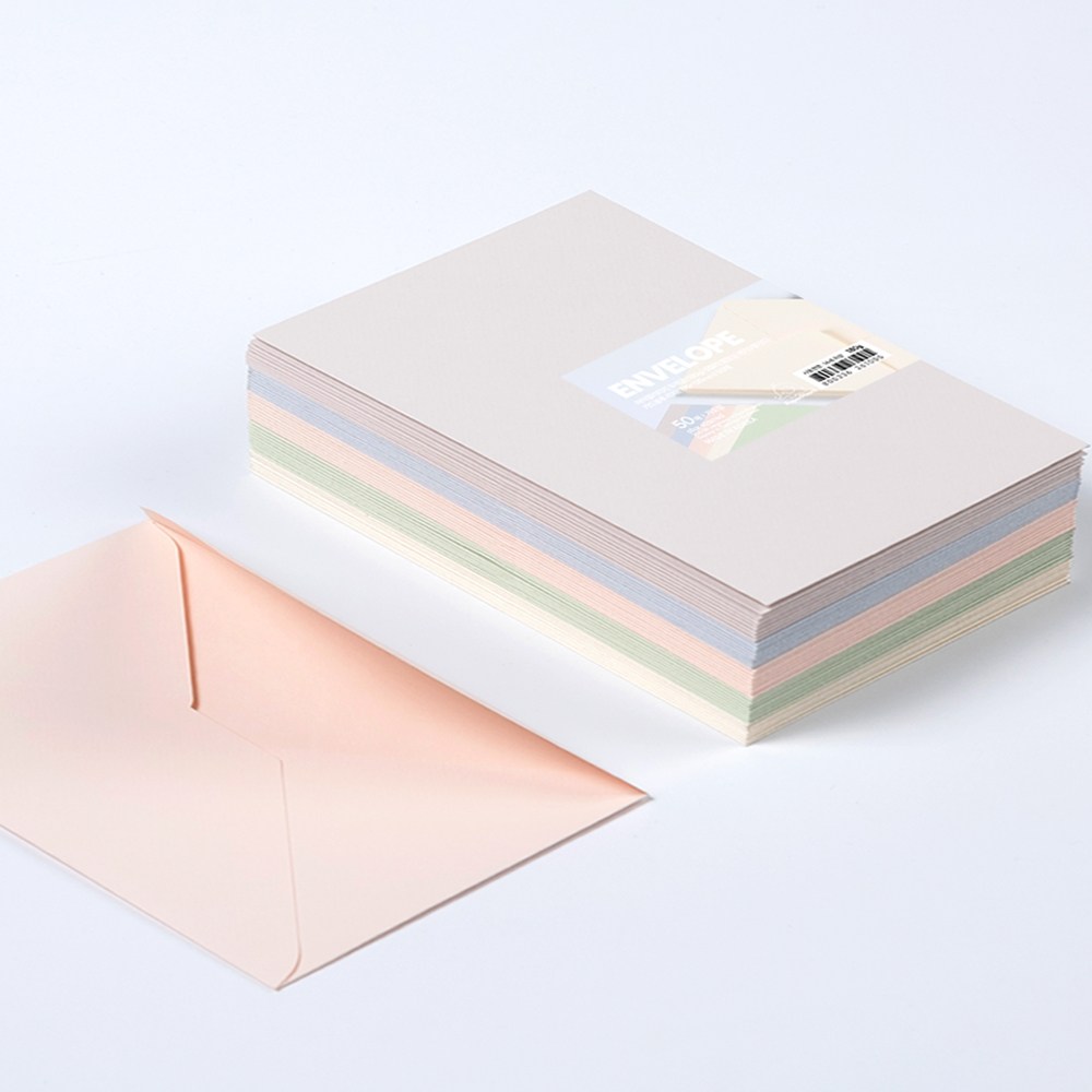 PaperPhant 하이퀄리티지 두꺼운(180g) 가로형 카드봉투 라지(195*135mm) 엠보싱 색지(레이드), 50개, 5컬러 16,000원