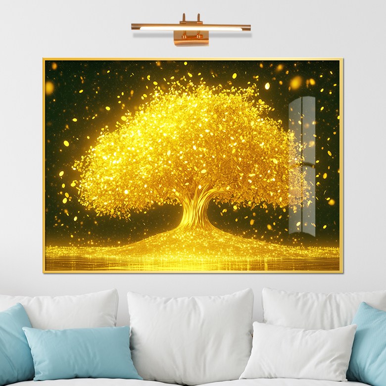 보고아트 재물 행운 복부르는 황금 나무 풍수 그림 인테리어 액자, 골드메탈, 현재가 68,900원