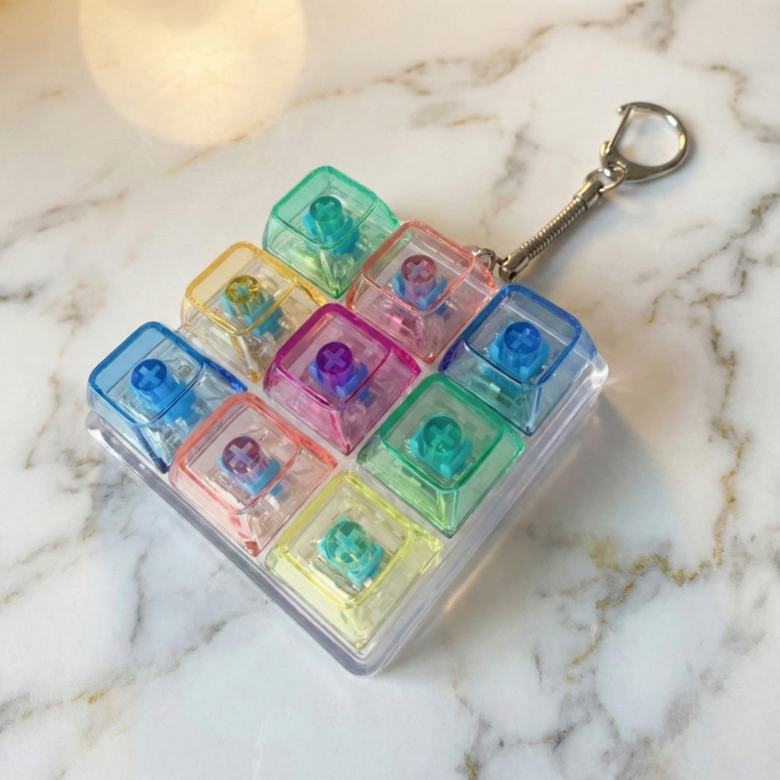 하이프 딸깍이 키캡 테트리스 9구 키링 LED, 레인보우, 1개 22,000원