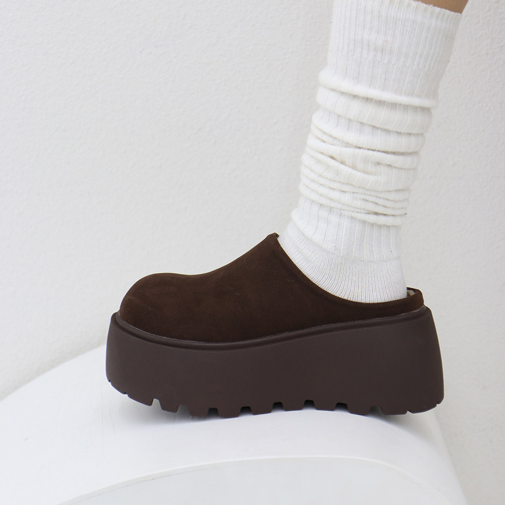 [오늘출발] 포블 클로그 라운드 플랫폼 기모안감 키높이 통굽 털슬리퍼 7cm 19,800원