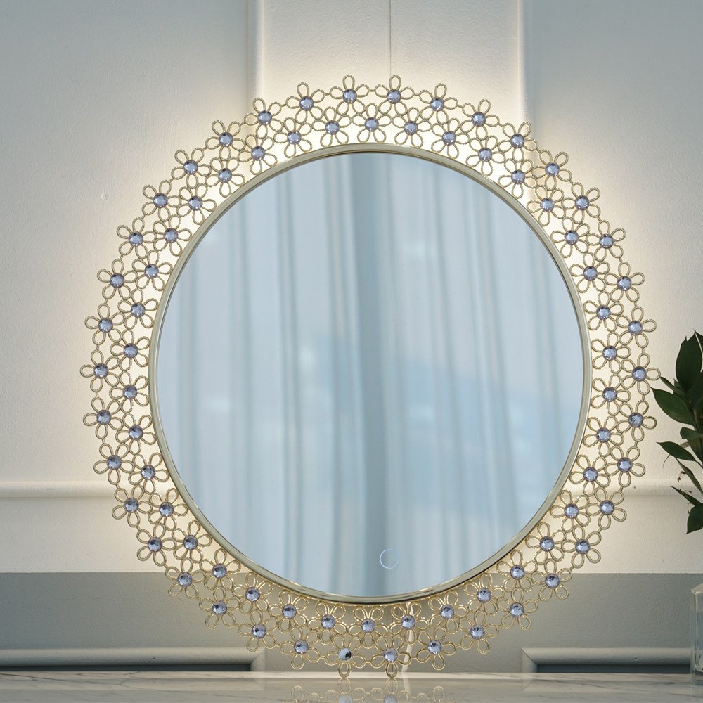 유하우스 국내산 원형 플라워 LED 간접조명 벽거울 욕실 인테리어거울 생활방수 워터치 3가지 색상변환 196,000원