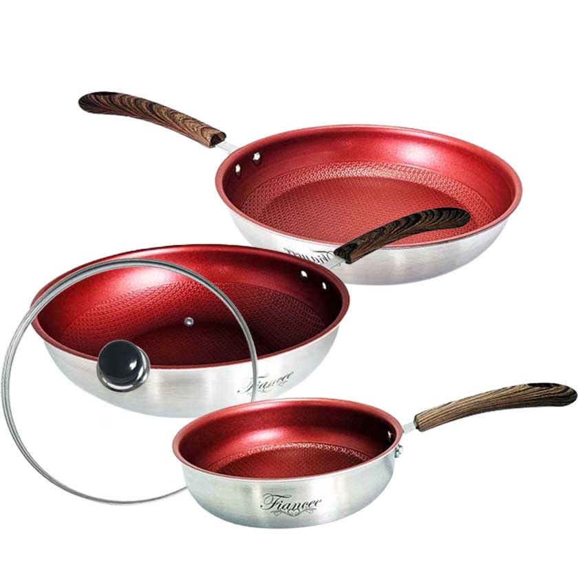 키친아트 피앙세 로즈핑크 통5중 IH 엠보 후라이팬 4종 20+28+28궁+커버 101,000원