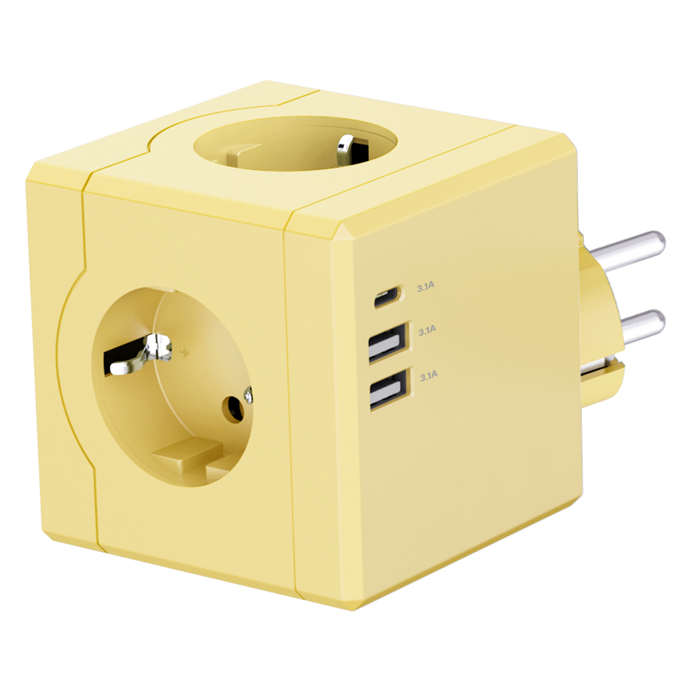 티메코 SF코팅 큐브 디자인 멀티탭 4000W 고용량 3구 (USB-A 2개 C타입 1개), 1개, 옐로우, 7.6cm 29,800원